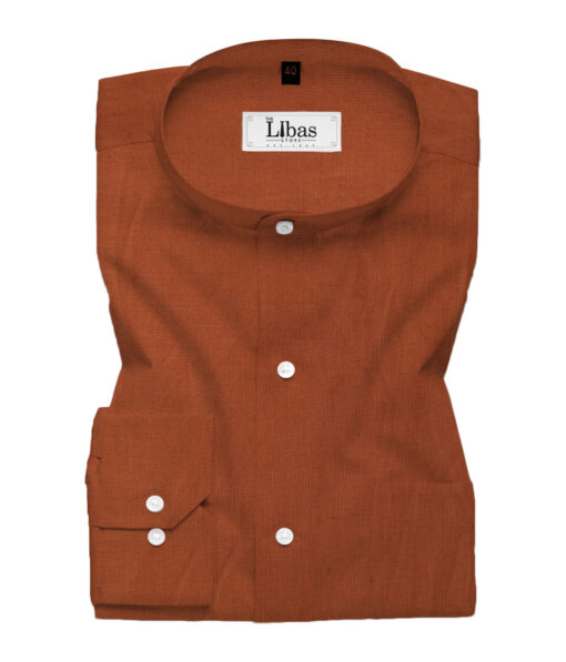 Cadini Men's Cotton Linen Solids 2.25 Meter Unstitched Shirting Fabric (Ginger Orange)