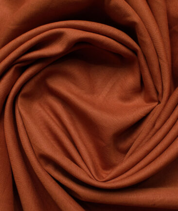 Cadini Men's Cotton Linen Solids 2.25 Meter Unstitched Shirting Fabric (Ginger Orange)