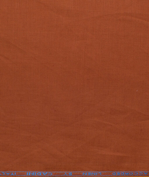 Cadini Men's Cotton Linen Solids 2.25 Meter Unstitched Shirting Fabric (Ginger Orange)