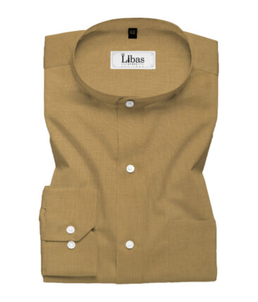 Cadini Men's Cotton Linen Solids 2.25 Meter Unstitched Shirting Fabric (Granola Beige)