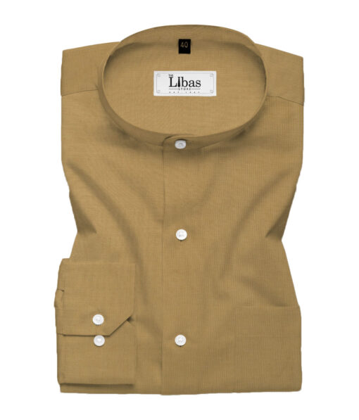 Cadini Men's Cotton Linen Solids 2.25 Meter Unstitched Shirting Fabric (Granola Beige)