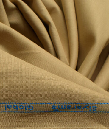 Cadini Men's Cotton Linen Solids 2.25 Meter Unstitched Shirting Fabric (Granola Beige)