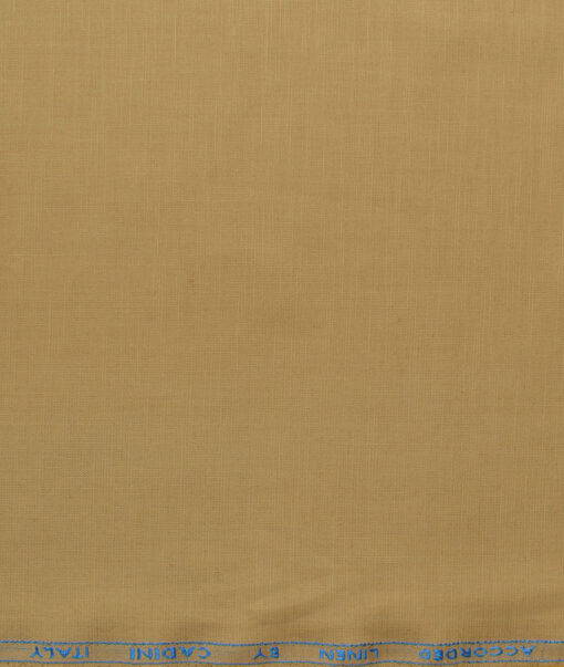 Cadini Men's Cotton Linen Solids 2.25 Meter Unstitched Shirting Fabric (Granola Beige)