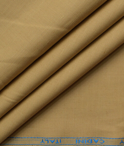 Cadini Men's Cotton Linen Solids 2.25 Meter Unstitched Shirting Fabric (Granola Beige)