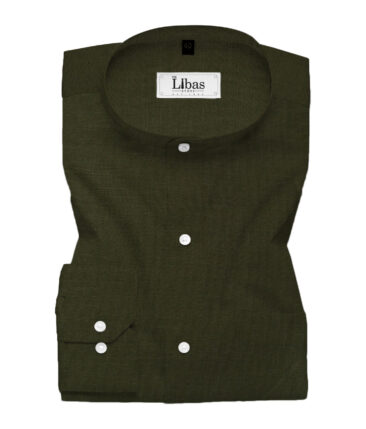 Cadini Men's Cotton Linen Solids 2.25 Meter Unstitched Shirting Fabric (Moss Green)