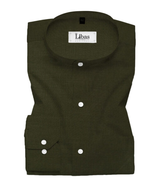 Cadini Men's Cotton Linen Solids 2.25 Meter Unstitched Shirting Fabric (Moss Green)