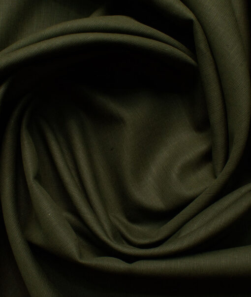 Cadini Men's Cotton Linen Solids 2.25 Meter Unstitched Shirting Fabric (Moss Green)