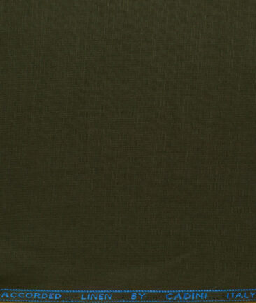 Cadini Men's Cotton Linen Solids 2.25 Meter Unstitched Shirting Fabric (Moss Green)