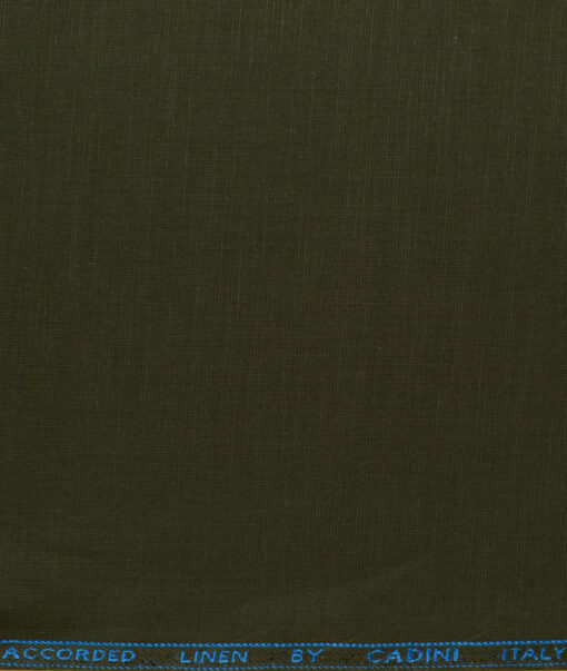 Cadini Men's Cotton Linen Solids 2.25 Meter Unstitched Shirting Fabric (Moss Green)