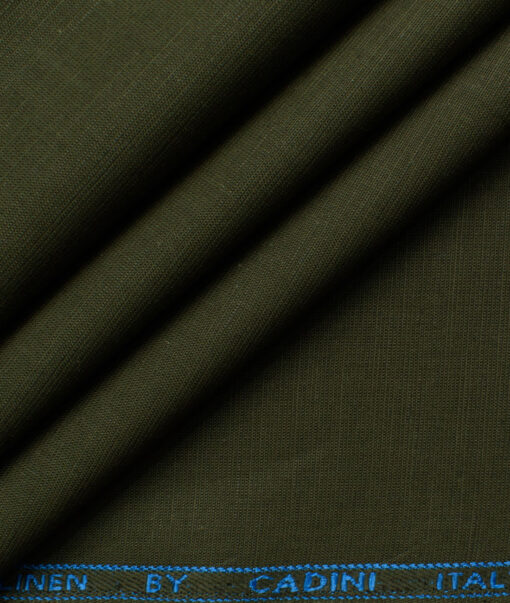 Cadini Men's Cotton Linen Solids 2.25 Meter Unstitched Shirting Fabric (Moss Green)