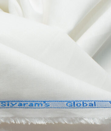 Cadini Men's Cotton Linen Solids 3.50 Meter Unstitched Shirting Fabric (White)
