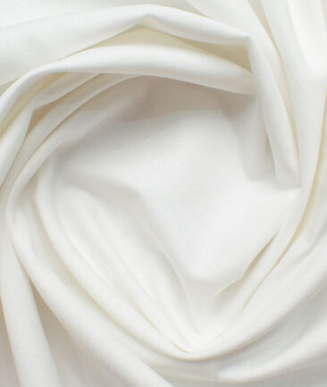Cadini Men's Cotton Linen Solids 3.50 Meter Unstitched Shirting Fabric (White)