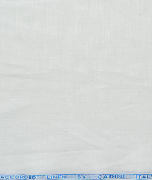 Cadini Men's Cotton Linen Solids 3.50 Meter Unstitched Shirting Fabric (White)