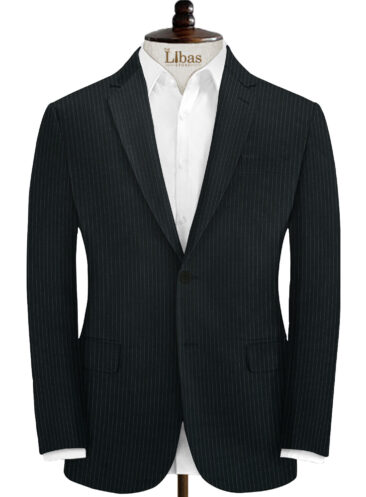 Canetti by Cadini Italy Men's Terry Rayon Striped  Unstitched Suiting Fabric (Black)