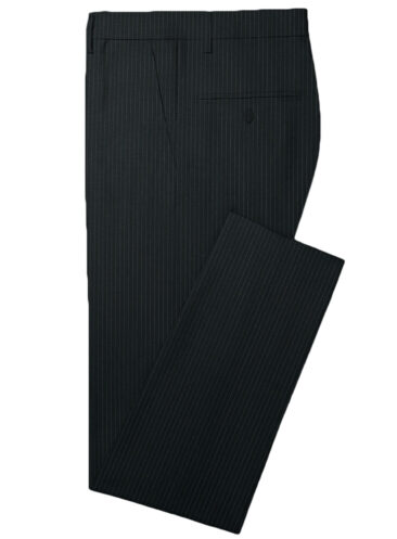 Canetti by Cadini Italy Men's Terry Rayon Striped  Unstitched Suiting Fabric (Black)