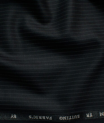 Canetti by Cadini Italy Men's Terry Rayon Striped  Unstitched Suiting Fabric (Black)