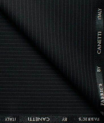 Canetti by Cadini Italy Men's Terry Rayon Striped  Unstitched Suiting Fabric (Black)