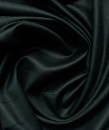 Canetti by Cadini Italy Men's Terry Rayon Checks 3.75 Meter Unstitched Suiting Fabric (Dark Green)