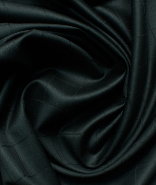 Canetti by Cadini Italy Men's Terry Rayon Checks 3.75 Meter Unstitched Suiting Fabric (Dark Green)