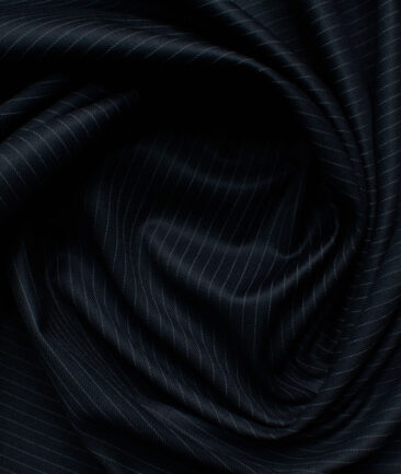 Canetti by Cadini Italy Men's Terry Rayon Striped 2 Meter Unstitched Suiting Fabric (Dark Navy Blue)