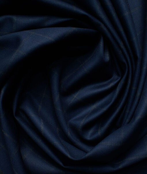 Canetti by Cadini Italy Men's Terry Rayon Checks 3.75 Meter Unstitched Suiting Fabric (Dark Royal Blue)