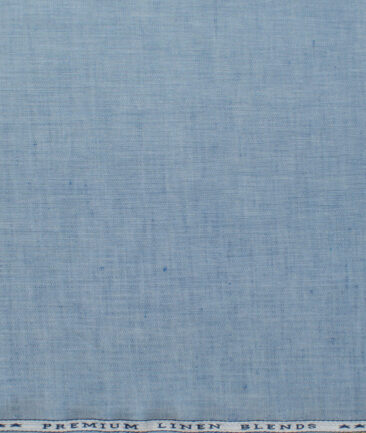Cavallo by Linen Club Men's Cotton Linen Self Design 2.25 Meter Unstitched Shirting Fabric (Blue)