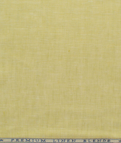 Cavallo by Linen Club Men's Cotton Linen Self Design 2.25 Meter Unstitched Shirting Fabric (Blonde Yellow)