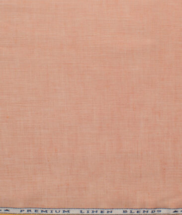 Cavallo by Linen Club Men's Cotton Linen Self Design 2.25 Meter Unstitched Shirting Fabric (Cantaloupe Orange)