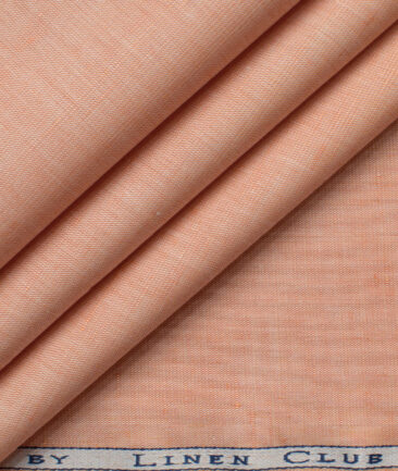 Cavallo by Linen Club Men's Cotton Linen Self Design 2.25 Meter Unstitched Shirting Fabric (Cantaloupe Orange)
