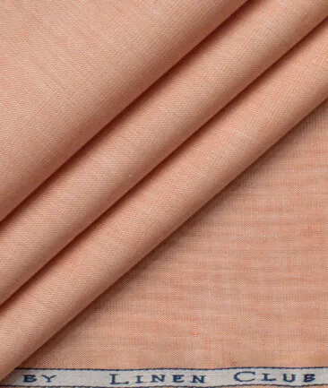 Cavallo by Linen Club Men's Cotton Linen Self Design 2.25 Meter Unstitched Shirting Fabric (Cantaloupe Orange)
