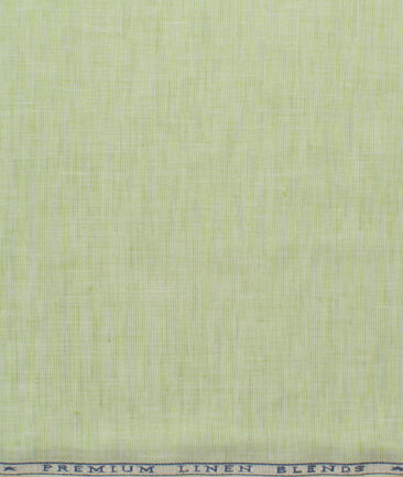 Cavallo by Linen Club Men's Cotton Linen Self Design 2.25 Meter Unstitched Shirting Fabric (Lime Green)