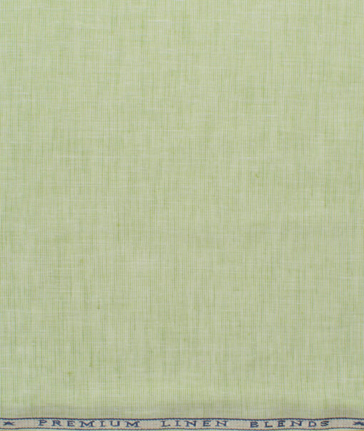 Cavallo by Linen Club Men's Cotton Linen Self Design 2.25 Meter Unstitched Shirting Fabric (Lime Green)
