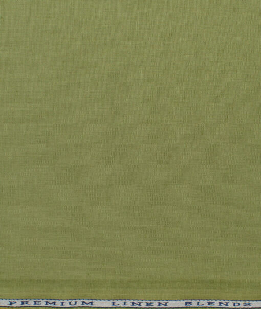 Cavallo by Linen Club Men's Cotton Linen Solids 2.25 Meter Unstitched Shirting Fabric (Olive Green)
