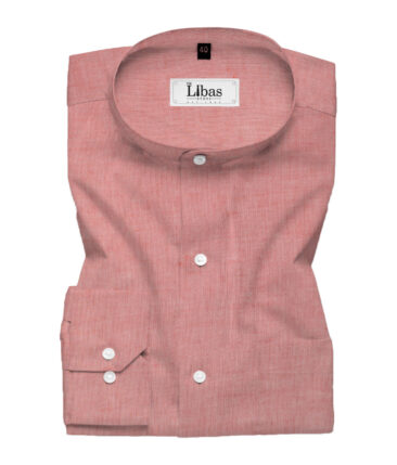 Cavallo by Linen Club Men's Cotton Linen Self Design 2.25 Meter Unstitched Shirting Fabric (Salmon Pink)