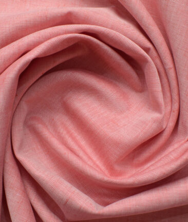 Cavallo by Linen Club Men's Cotton Linen Self Design 2.25 Meter Unstitched Shirting Fabric (Salmon Pink)