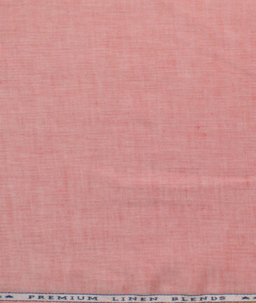 Cavallo by Linen Club Men's Cotton Linen Self Design 2.25 Meter Unstitched Shirting Fabric (Salmon Pink)