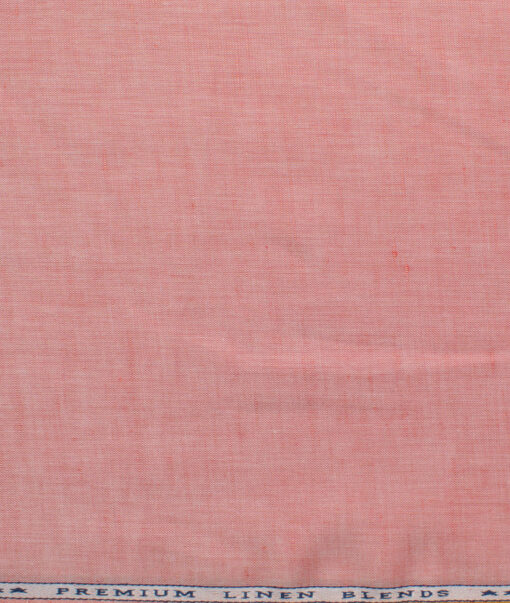 Cavallo by Linen Club Men's Cotton Linen Self Design 2.25 Meter Unstitched Shirting Fabric (Salmon Pink)