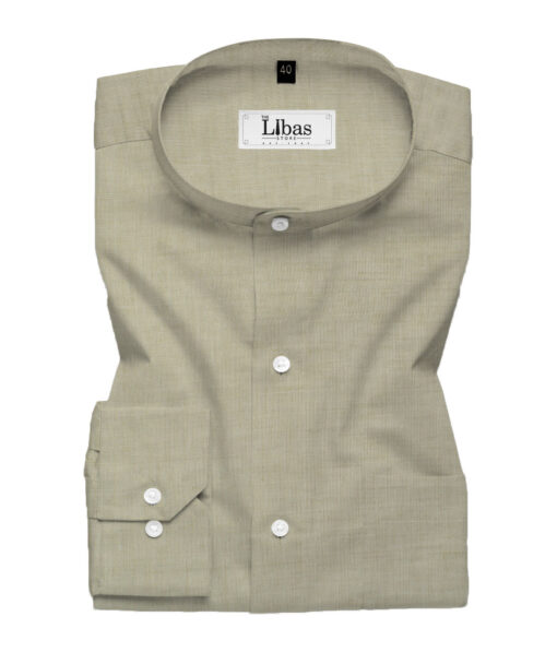 Cavallo by Linen Club Men's Cotton Linen Self Design 2.25 Meter Unstitched Shirting Fabric (Tan Beige)