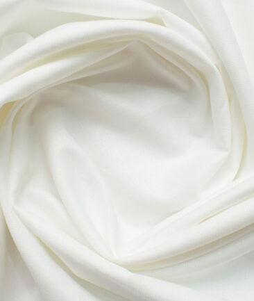 Cavallo by Linen Club Men's Cotton Linen Solids 2.25 Meter Unstitched Shirting Fabric (White)