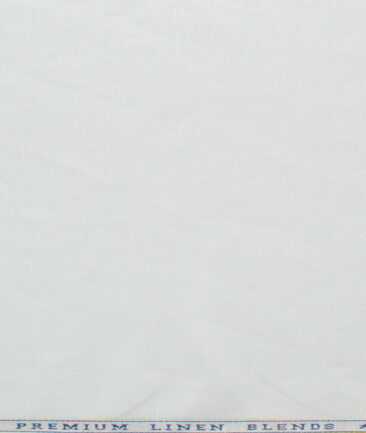 Cavallo by Linen Club Men's Cotton Linen Solids 2.25 Meter Unstitched Shirting Fabric (White)