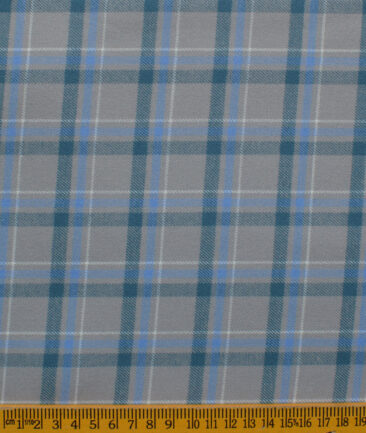 Exquisite Men's Acrylic Checks 2.25 Meter Unstitched Shirting Fabric (Grey)