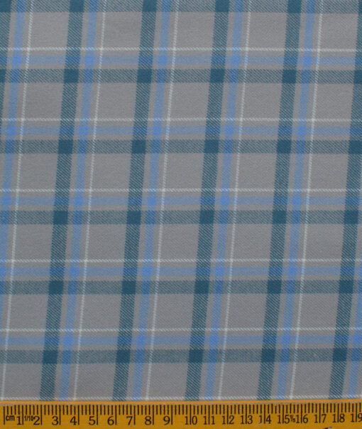 Exquisite Men's Acrylic Checks 2.25 Meter Unstitched Shirting Fabric (Grey)