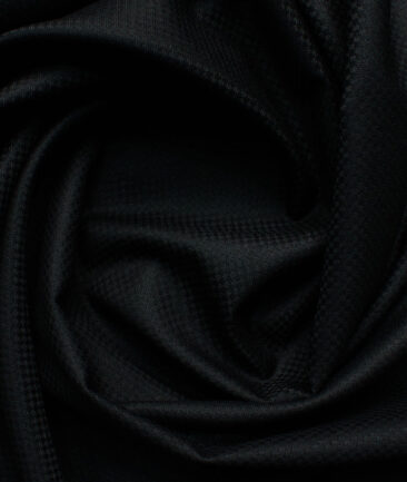 Italian Channel Men's Terry Rayon Structured 3.75 Meter Unstitched Suiting Fabric (Black)