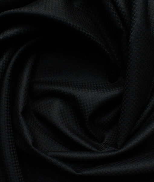 Italian Channel Men's Terry Rayon Structured 3.75 Meter Unstitched Suiting Fabric (Black)