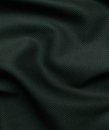 Italian Channel Men's Terry Rayon Structured 3.75 Meter Unstitched Suiting Fabric (Dark Green)