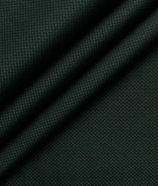 Italian Channel Men's Terry Rayon Structured 3.75 Meter Unstitched Suiting Fabric (Dark Green)