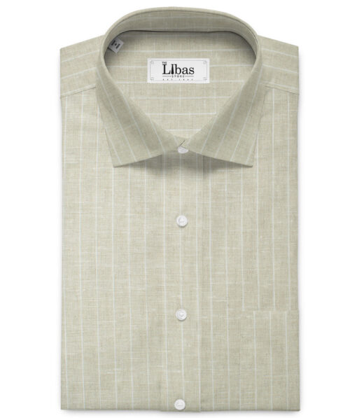 J.Hampstead Men's 60 LEA European Linen Striped 2.25 Meter Unstitched Shirting Fabric (Beige)