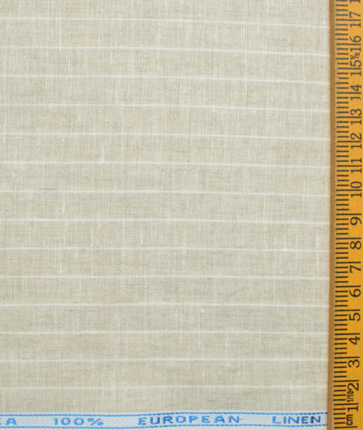 J.Hampstead Men's 60 LEA European Linen Striped 2.25 Meter Unstitched Shirting Fabric (Beige)