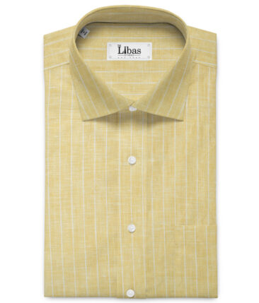 J.Hampstead Men's 60 LEA European Linen Striped 2.25 Meter Unstitched Shirting Fabric (Latte Beige)