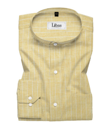 J.Hampstead Men's 60 LEA European Linen Striped 2.25 Meter Unstitched Shirting Fabric (Latte Beige)